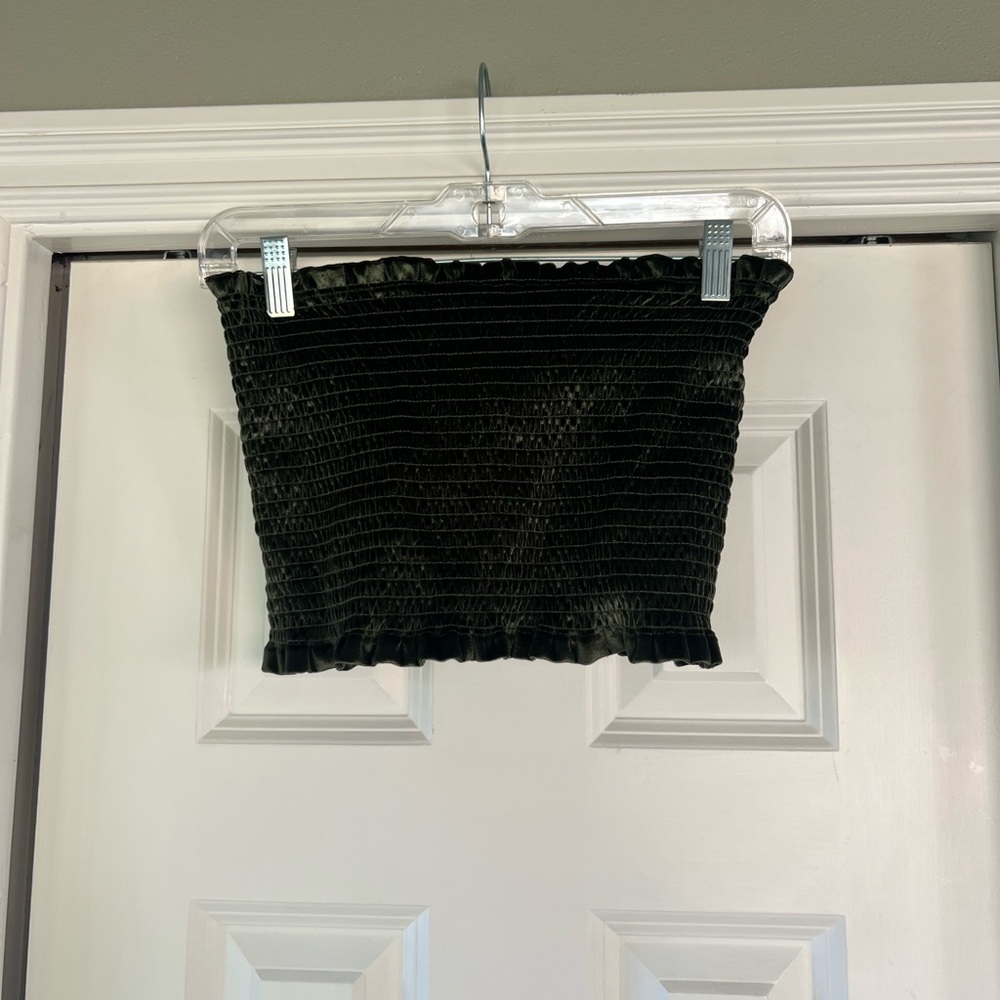 Whimsy & Row Green Velvet Tube Top